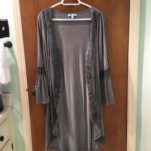 Charcoal Bell-Sleeved Cardigan